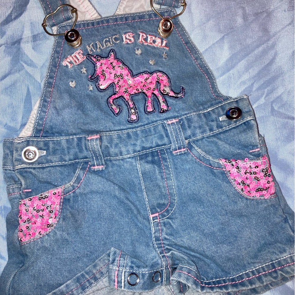 Glitter Unicorn Denim overalls